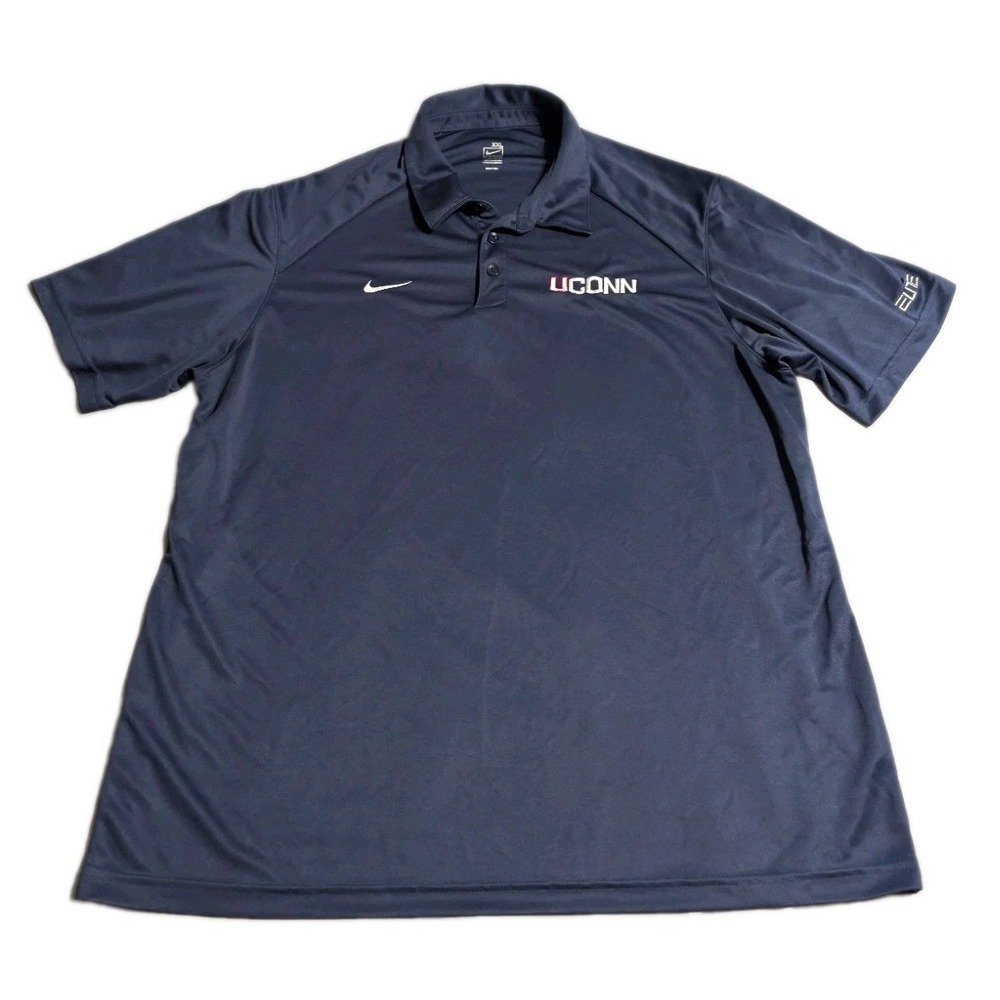 Nike UConn Huskies Elite Polo Shirt Mens XXL Navy Blue Dri-FIT Basketball NCAA